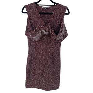 Kourosh Burgundy Metallic Beaded Cocktail Dress Womens 6